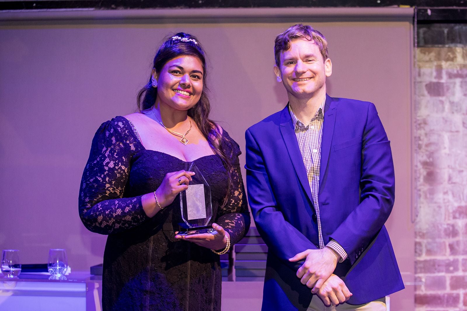 2025 Sydney Young Entrepreneur Awards Gala Dinner Winners accepting trophies on stage at the 2025 Sydney Young Entrepreneur Awards
